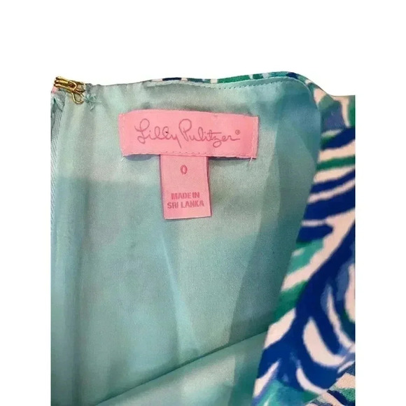 Lilly Pulitzer Feel the Beat Elephant Pink Blue Donna Romper Size 0 EUC - Picture 9 of 12